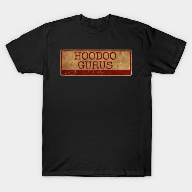 Aliska text red gold retro, HooDoo Gurus T-Shirt by Aliska